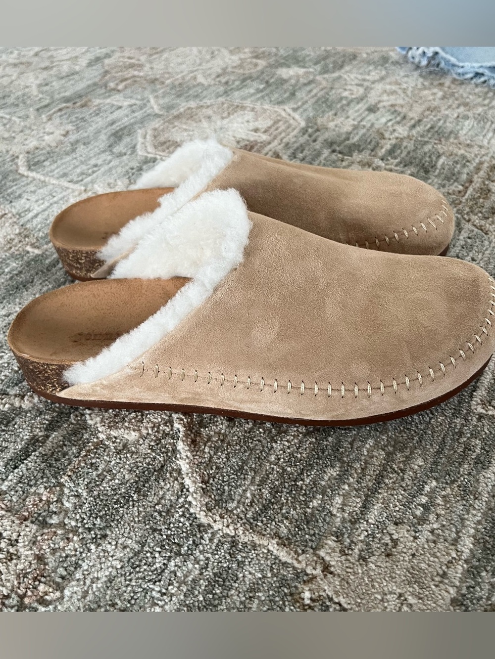 Jenni Kayne Leather Suede Shearling Mule Clogs - Picture 3 of 7
